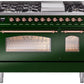 Ilve UP48FNMPEGPLP Nostalgie Ii 48 Inch Dual Fuel Liquid Propane Freestanding Range In Emerald Green With Copper Trim