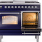 Ilve UPD40FNMPMBC Nostalgie Ii 40 Inch Dual Fuel Natural Gas Freestanding Range In Blue With Chrome Trim