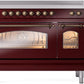 Ilve UPI486NMPBUB Nostalgie Ii 48 Inch Electric Freestanding Range In Burgundy With Bronze Trim