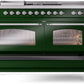 Ilve UP60FSNMPEGC Nostalgie Ii 60 Inch Dual Fuel Natural Gas Freestanding Range In Emerald Green With Chrome Trim