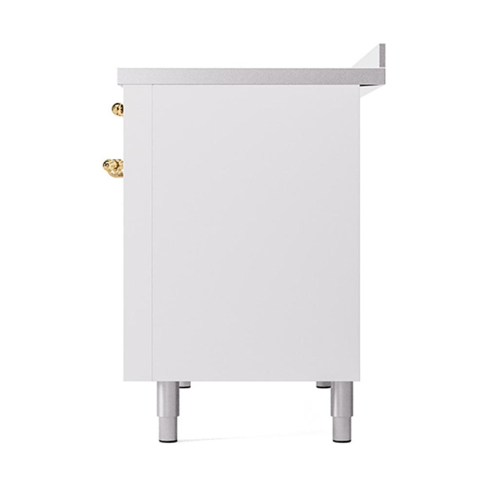 Ilve UNI486QNMPWHG Ilve Uni486Qnmpwhg Nostalgie Ii Noblesse 48" Induction Range (Solid Door, White, Brass)