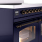 Ilve UPDI406NMPMBB Nostalgie Ii 40 Inch Electric Freestanding Range In Blue With Bronze Trim