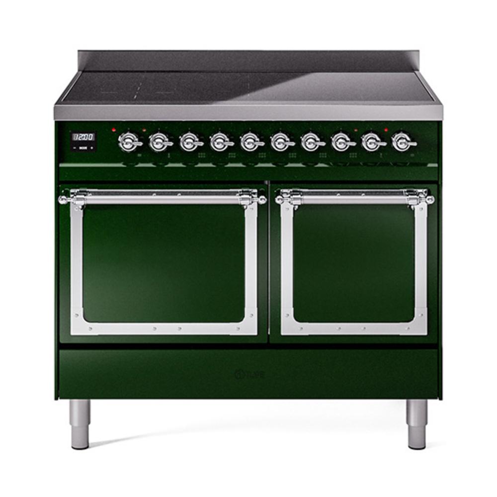 Ilve UNDI406QNMPEGC Ilve Undi406Qnmpegc Nostalgie Ii Noblesse 40" Induction Range (Solid Door, Emerald Green, Chrome)