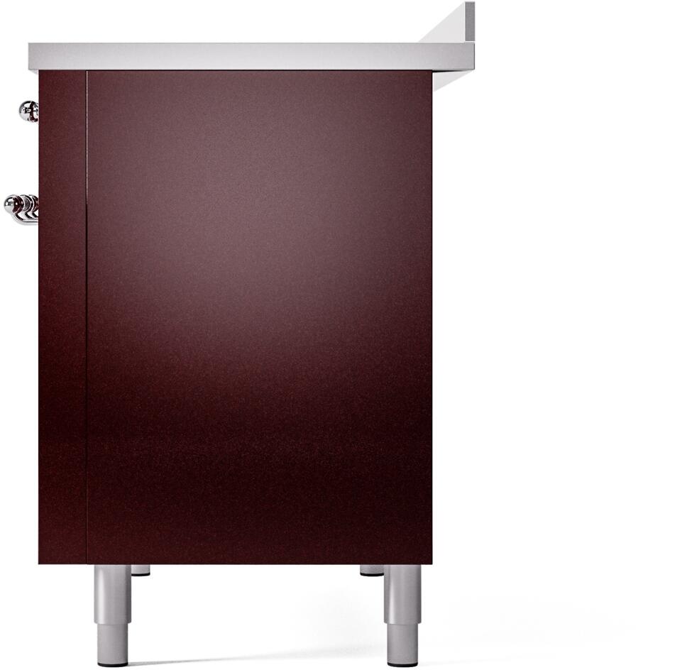 Ilve UPI486NMPBUC Nostalgie Ii 48 Inch Electric Freestanding Range In Burgundy With Chrome Trim