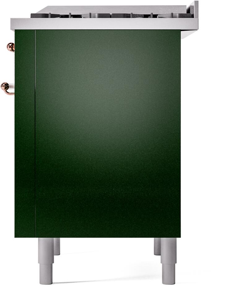 Ilve UP36FNMPEGP Nostalgie Ii 36 Inch Dual Fuel Natural Gas Freestanding Range In Emerald Green With Copper Trim