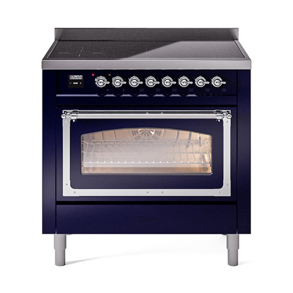 Ilve UNI366NMPMBC Ilve Uni366Nmpmbc Nostalgie Ii Noblesse 36" Induction Range (Triple Glass Door, Midnight Blue, Chrome)