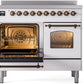 Ilve UPDI406NMPWHB Nostalgie Ii 40 Inch Electric Freestanding Range In White With Bronze Trim