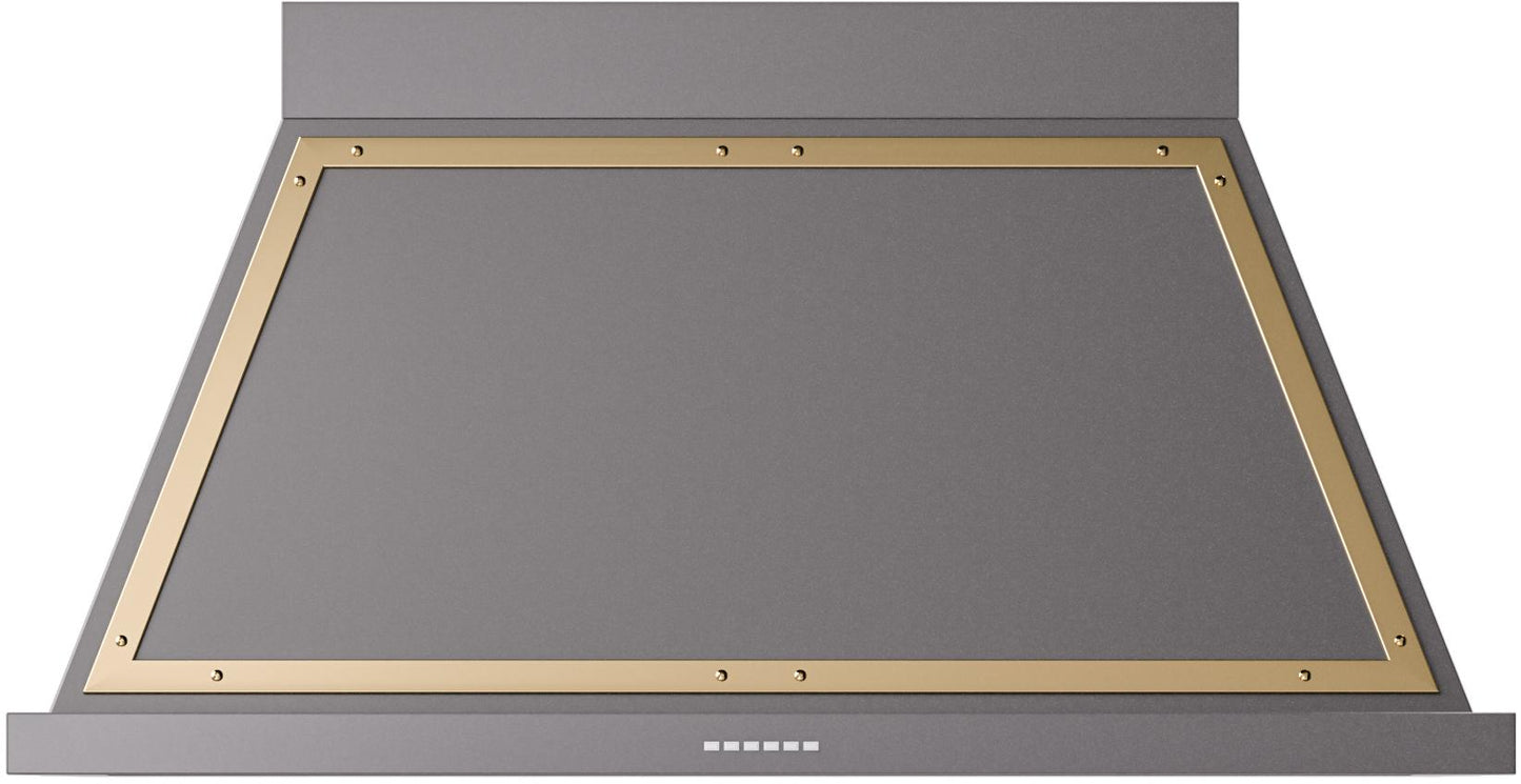 Ilve UANB48MGG Ilve Uanb48Mgg Nostalgie 48" Hood In Matte Graphite With Brass Trim