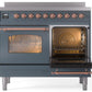 Ilve UPDI406NMPBGP Nostalgie Ii 40 Inch Electric Freestanding Range In Blue Grey With Copper Trim