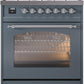 Ilve UP30NMPBGC Nostalgie Ii 30 Inch Dual Fuel Natural Gas Freestanding Range In Blue Grey With Chrome Trim