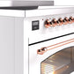 Ilve UPI486NMPWHP Nostalgie Ii 48 Inch Electric Freestanding Range In White With Copper Trim