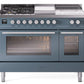 Ilve UP48FSWMPBGLP Professional Plus Ii 48 Inch Dual Fuel Liquid Propane Freestanding Range In Blue Grey With Trim