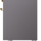 Ilve UP36FNMPMGG Nostalgie Ii 36 Inch Dual Fuel Natural Gas Freestanding Range In Matte Graphite With Brass Trim