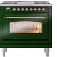 Ilve UP36FNMPEGP Nostalgie Ii 36 Inch Dual Fuel Natural Gas Freestanding Range In Emerald Green With Copper Trim