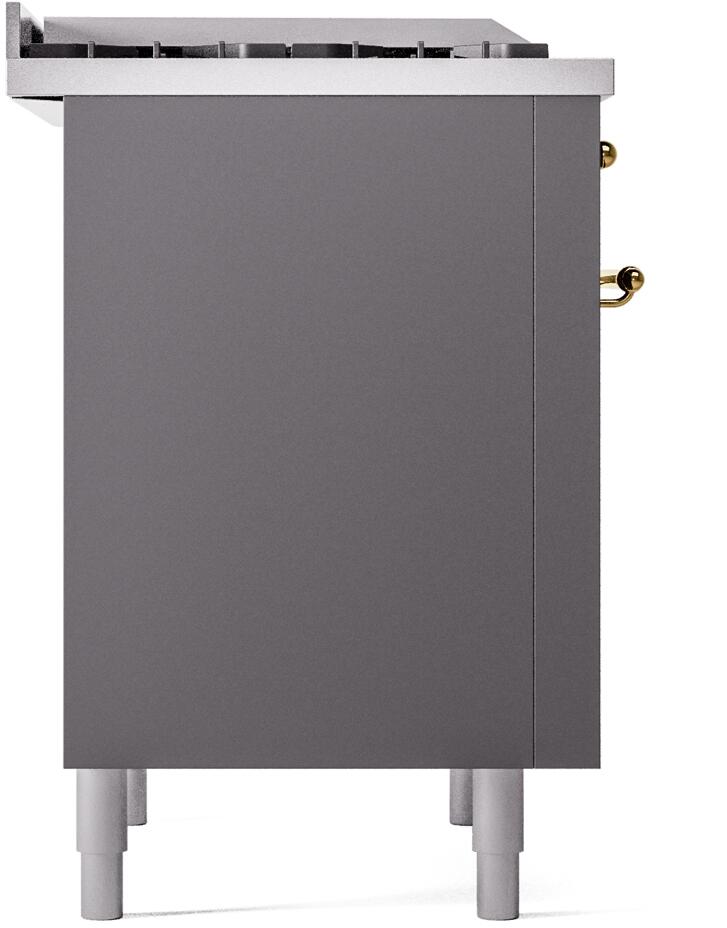 Ilve UP36FNMPMGGLP Nostalgie Ii 36 Inch Dual Fuel Liquid Propane Freestanding Range In Matte Graphite With Brass Trim