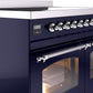 Ilve UPDI406NMPMBC Nostalgie Ii 40 Inch Electric Freestanding Range In Blue With Chrome Trim