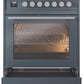 Ilve UP30WMPBG Professional Plus Ii 30 Inch Dual Fuel Natural Gas Freestanding Range In Blue Grey With Trim