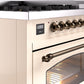 Ilve UP48FNMPAWBLP Nostalgie Ii 48 Inch Dual Fuel Liquid Propane Freestanding Range In Antique White With Bronze Trim