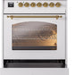 Ilve UP30NMPWHGLP Nostalgie Ii 30 Inch Dual Fuel Liquid Propane Freestanding Range In White With Brass Trim