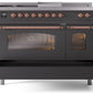 Ilve UP48FSNMPMGPLP Nostalgie Ii 48 Inch Dual Fuel Liquid Propane Freestanding Range In Matte Graphite With Copper Trim