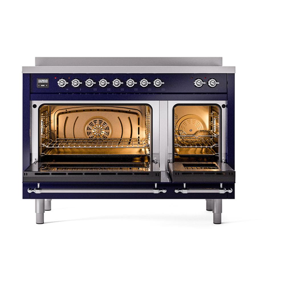 Ilve UNI486NMPMBC Ilve Uni486Nmpmbc Nostalgie Ii Noblesse 48" Induction Range (Triple Glass Door, Midnight Blue, Chrome)