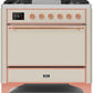 Ilve UM09FDQNS3AWP Majestic Ii 36 Inch Dual Fuel Natural Gas Freestanding Range In Antique White With Copper Trim