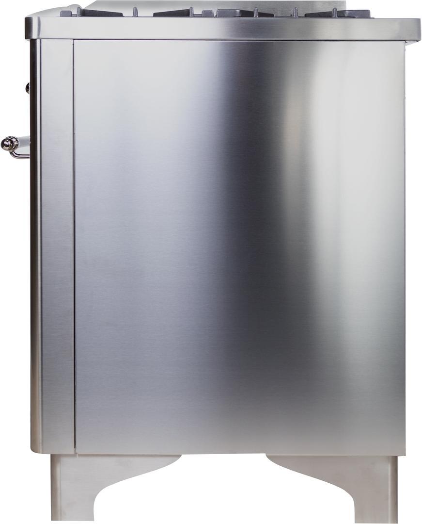 Ilve UM12FDNS3SSCLP Majestic Ii 48 Inch Dual Fuel Liquid Propane Freestanding Range In Stainless Steel With Chrome Trim