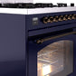 Ilve UP30NMPMBBLP Nostalgie Ii 30 Inch Dual Fuel Liquid Propane Freestanding Range In Blue With Bronze Trim