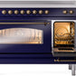 Ilve UPI486NMPMBB Nostalgie Ii 48 Inch Electric Freestanding Range In Blue With Bronze Trim