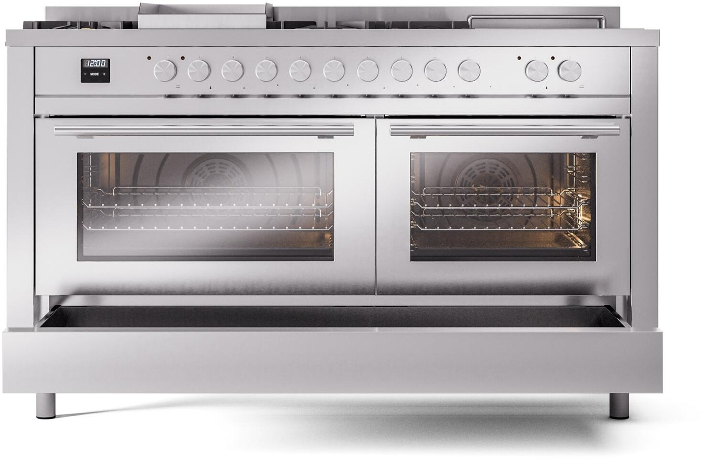 Ilve UP60FSWMPSS Professional Plus Ii 60 Inch Dual Fuel Natural Gas Freestanding Range In Stainless Steel With Trim