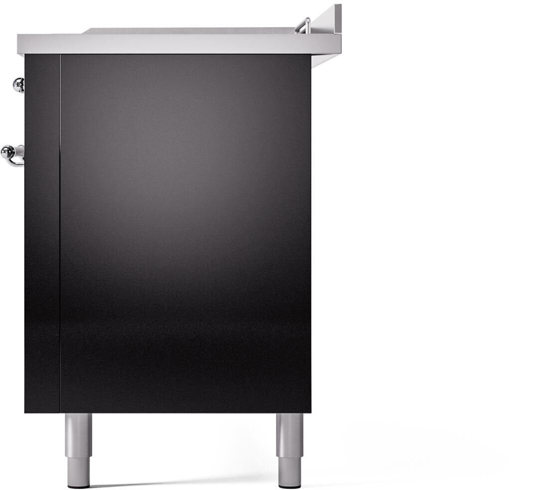 Ilve UP60FSNMPBKCLP Nostalgie Ii 60 Inch Dual Fuel Liquid Propane Freestanding Range In Glossy Black With Chrome Trim