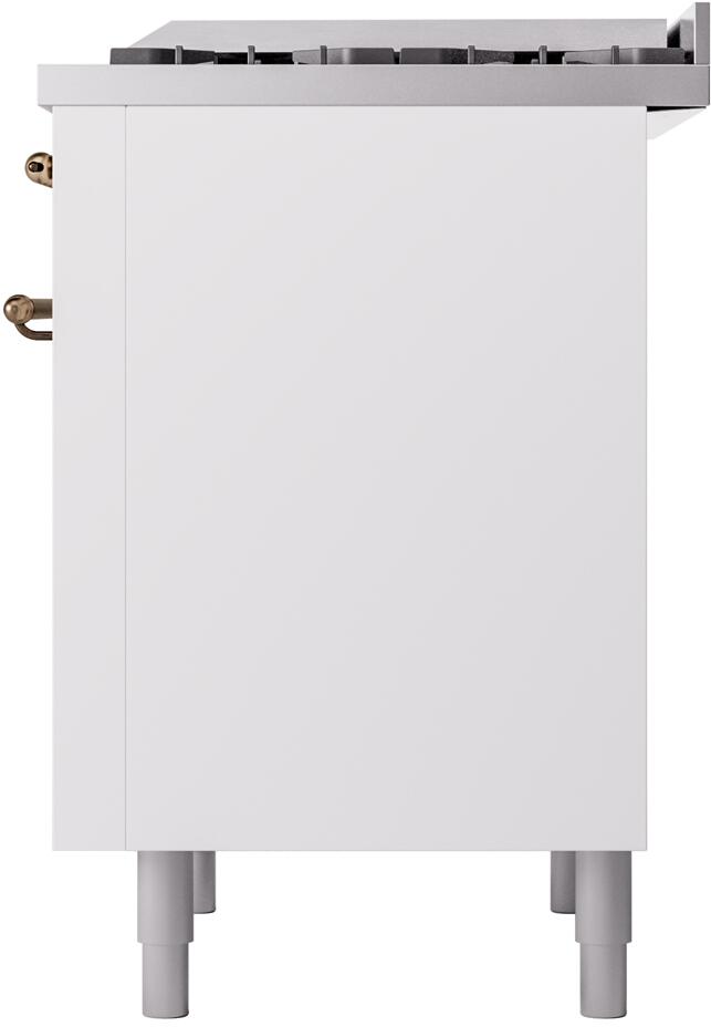 Ilve UP36FNMPWHB Nostalgie Ii 36 Inch Dual Fuel Natural Gas Freestanding Range In White With Bronze Trim