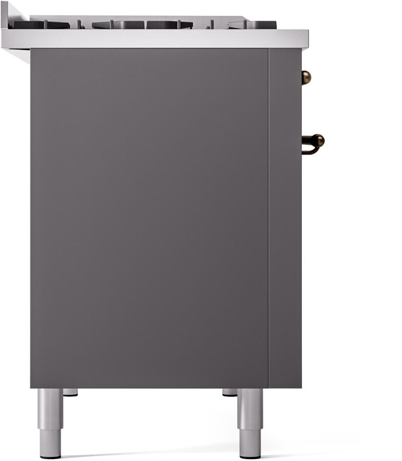 Ilve UP48FNMPMGBLP Nostalgie Ii 48 Inch Dual Fuel Liquid Propane Freestanding Range In Matte Graphite With Bronze Trim