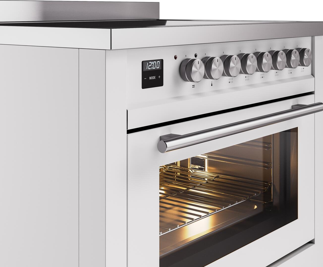 Ilve UPI366WMPWH Professional Plus Ii 36 Inch Electric Freestanding Range In White With Trim