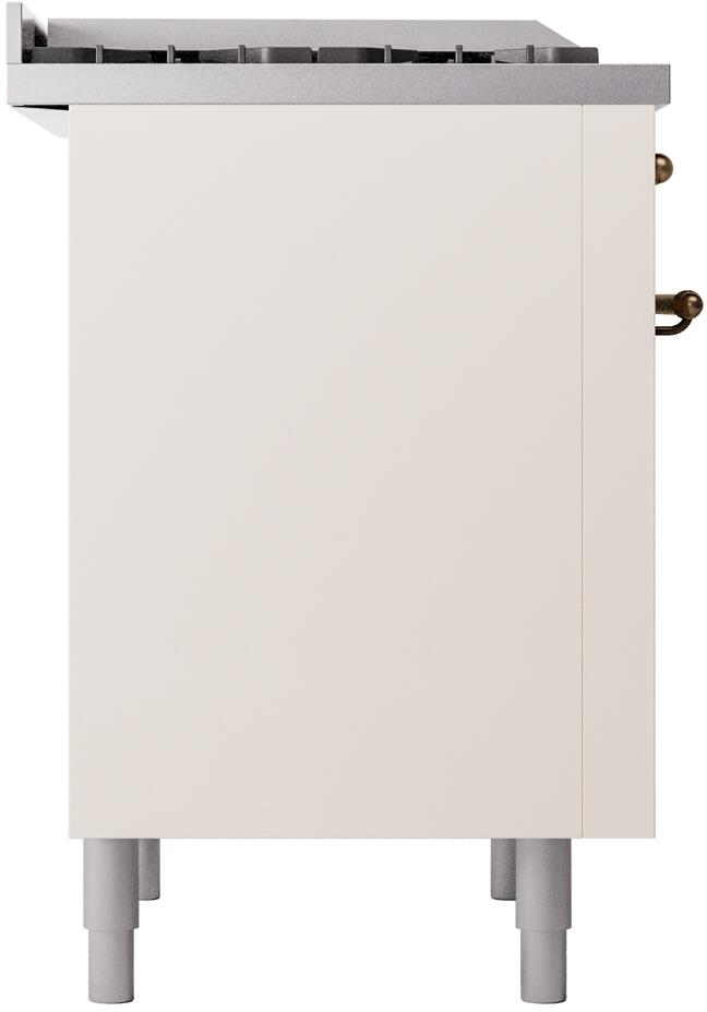 Ilve UP36FNMPAWB Nostalgie Ii 36 Inch Dual Fuel Natural Gas Freestanding Range In Antique White With Bronze Trim