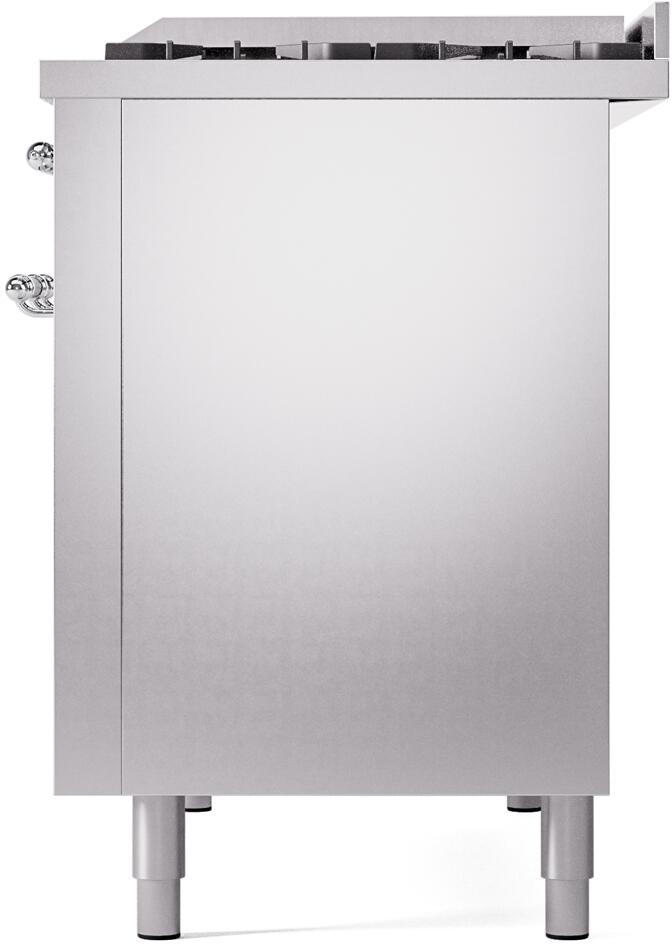 Ilve UP48FNMPSSCLP Nostalgie Ii 48 Inch Dual Fuel Liquid Propane Freestanding Range In Stainless Steel With Chrome Trim