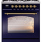 Ilve UP30NMPMBGLP Nostalgie Ii 30 Inch Dual Fuel Liquid Propane Freestanding Range In Blue With Brass Trim