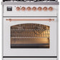 Ilve UP30NMPWHP Nostalgie Ii 30 Inch Dual Fuel Natural Gas Freestanding Range In White With Copper Trim