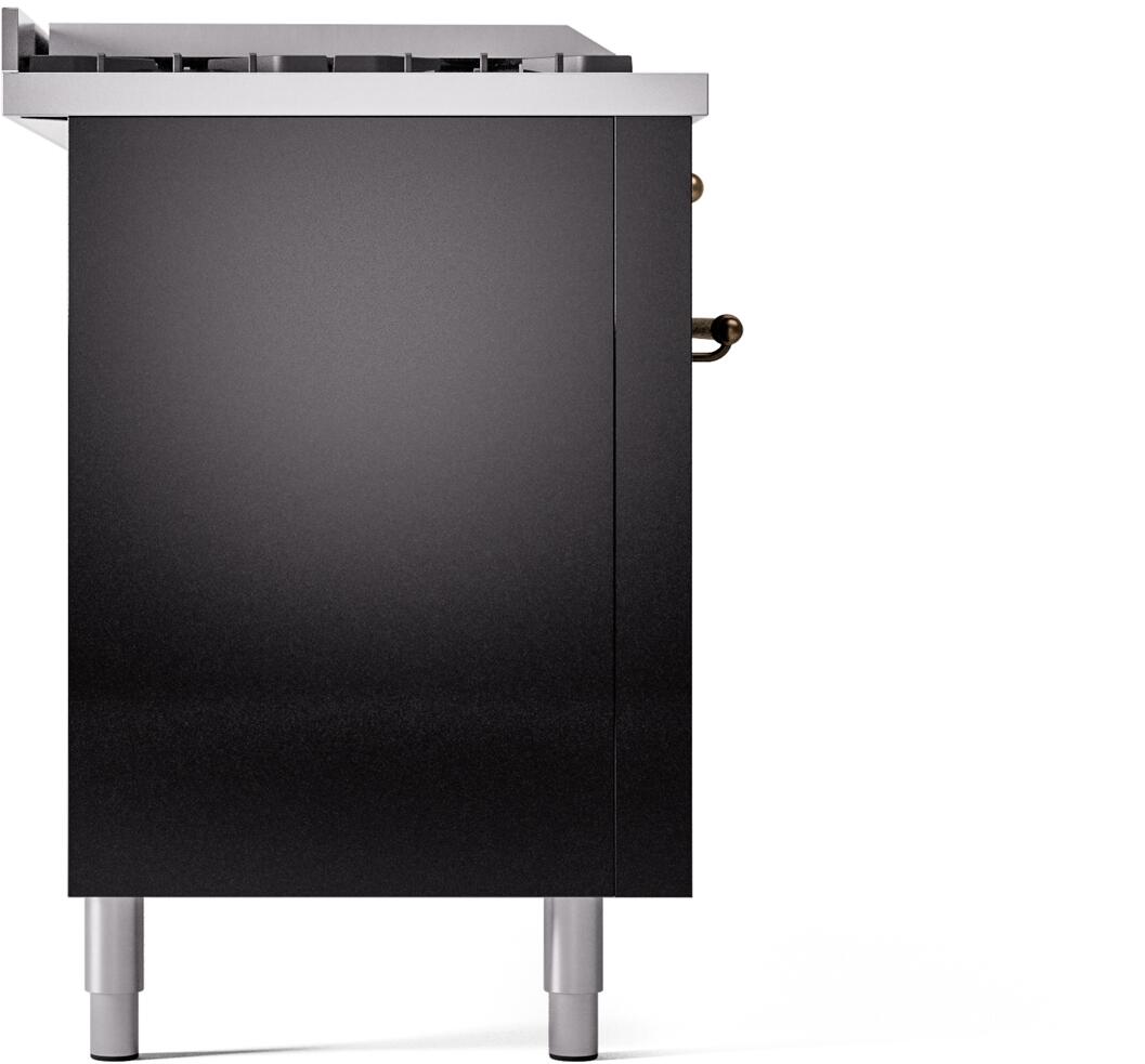 Ilve UP60FSNMPBKB Nostalgie Ii 60 Inch Dual Fuel Natural Gas Freestanding Range In Glossy Black With Bronze Trim