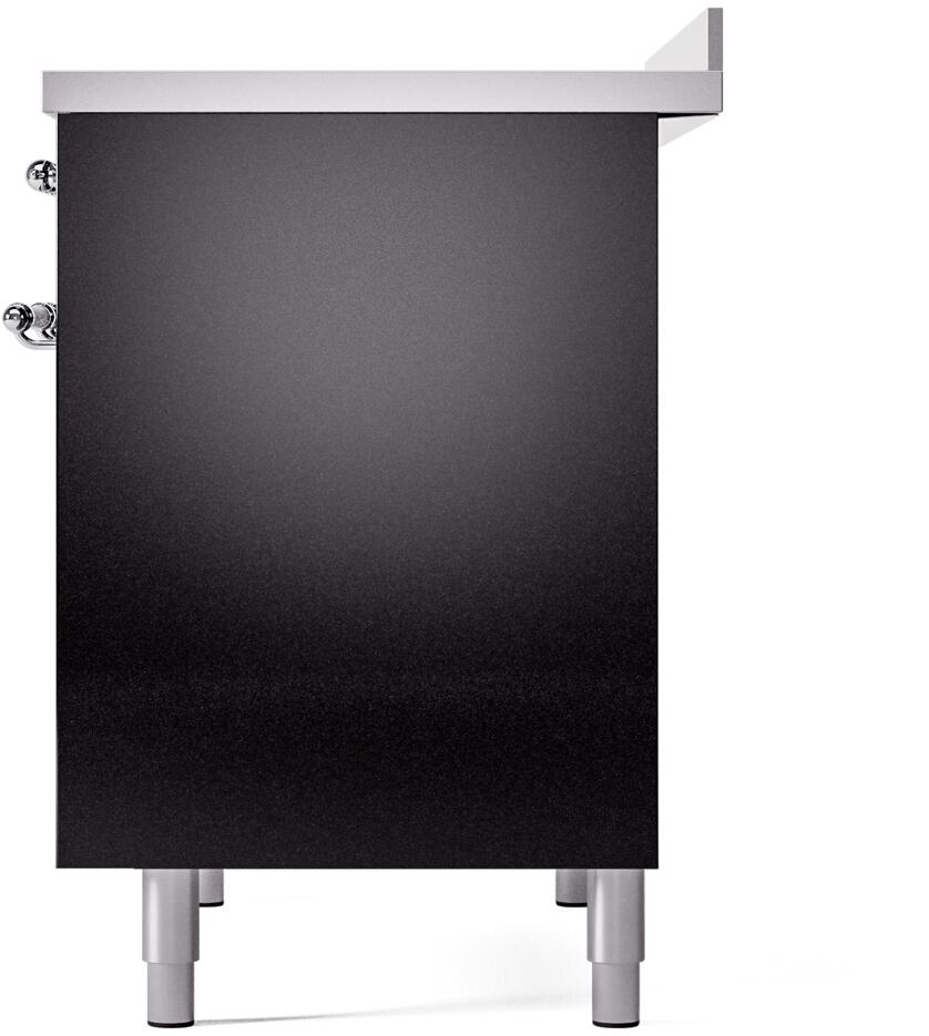 Ilve UPDI406NMPBKC Nostalgie Ii 40 Inch Electric Freestanding Range In Glossy Black With Chrome Trim