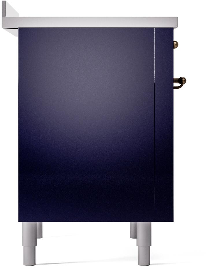 Ilve UPI366NMPMBB Nostalgie Ii 36 Inch Electric Freestanding Range In Blue With Bronze Trim