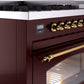 Ilve UP48FNMPBUGLP Nostalgie Ii 48 Inch Dual Fuel Liquid Propane Freestanding Range In Burgundy With Brass Trim