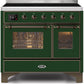 Ilve UMDI10NS3EGB Majestic Ii 40 Inch Electric Freestanding Range In Emerald Green With Bronze Trim