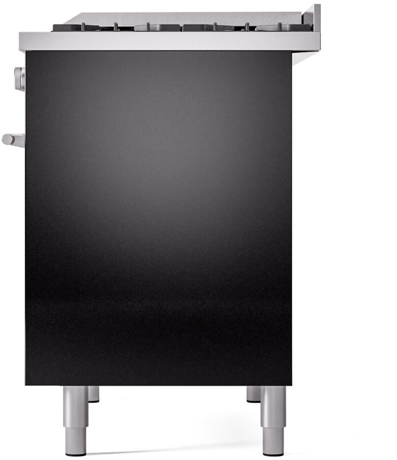 Ilve UPD40FWMPBKLP Professional Plus Ii 40 Inch Dual Fuel Liquid Propane Freestanding Range In Glossy Black With Trim