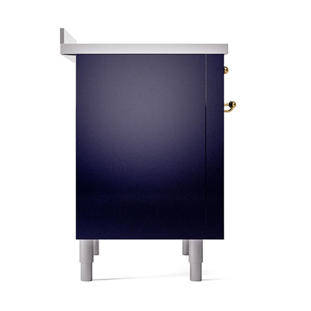 Ilve UNI366QNMPMBG Ilve Uni366Qnmpmbg Nostalgie Ii Noblesse 36" Induction Range (Solid Door, Midnight Blue, Brass)