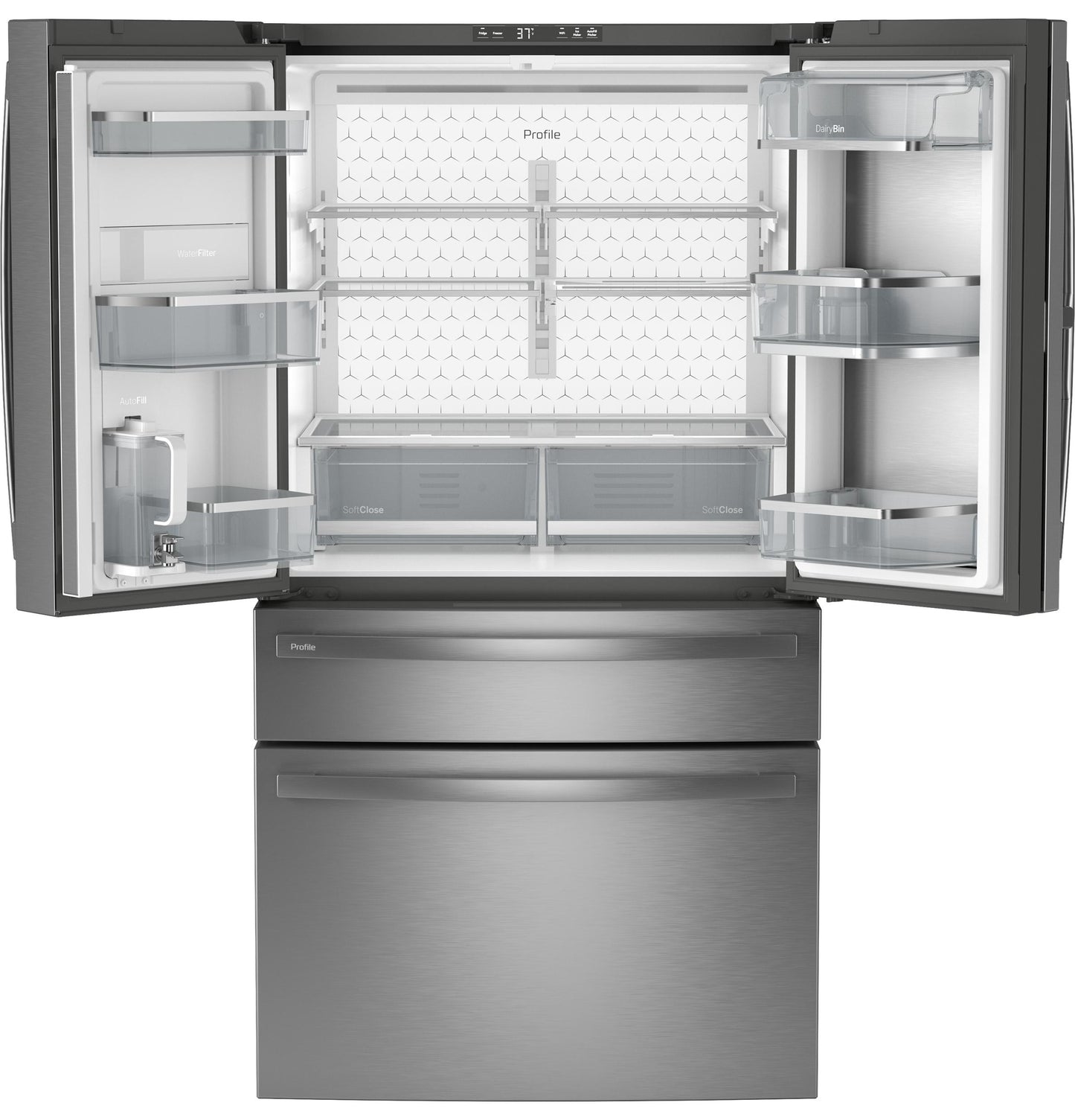 Ge Appliances PJD23BYWFS Ge Profile&#8482; Energy Star® 23.3 Cu. Ft. Smart Counter-Depth Fingerprint Resistant 4-Door French-Door Refrigerator With Door In Door