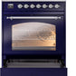 Ilve UP30NMPMBCLP Nostalgie Ii 30 Inch Dual Fuel Liquid Propane Freestanding Range In Blue With Chrome Trim