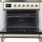 Ilve UMI09NS3WHG Majestic Ii 36 Inch Electric Freestanding Range In White With Brass Trim