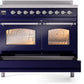 Ilve UPDI406NMPMBC Nostalgie Ii 40 Inch Electric Freestanding Range In Blue With Chrome Trim