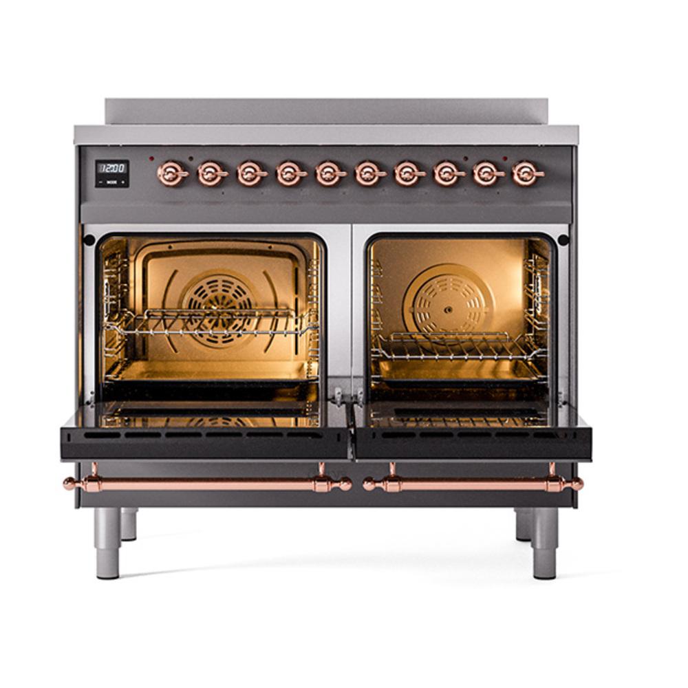 Ilve UNDI406QNMPMGP Ilve Undi406Qnmpmgp Nostalgie Ii Noblesse 40" Induction Range (Solid Door, Graphite Matte, Copper)